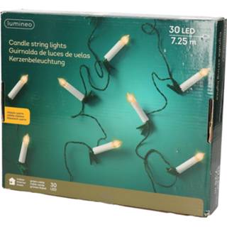 👉 Kaars wit groen kunststof Kaarsen lichtsnoer/kerstverlichting warm 30 lampjes 725 cm