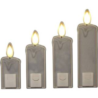 👉 Kaars wit kunststof Set van 4x stuks kaarsen raamstickers met licht 27 cm raamversiering/raamdecoratie