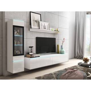 👉 Wit Tv-meubel set VITTORIO 4 deuren hoogglans met verlichting 5400551295835