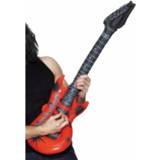 Opblaasgitaar rood kunststof 4x stuks opblaas gitaar 99 cm