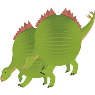 👉 Dinosaurus groen papier jongens 2x stuks bol lampion 25 cm