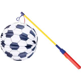 👉 Lampion multi kunststof Mooie Voetbal print met lampionstokje setje