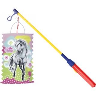 👉 Lampion multi kunststof Mooie Paarden print met lampionstokje setje