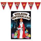 👉 Sinterklaasversiering multi kunststof Sinterklaas versiering feestpakket inclusief 4x stuks vlaggenlijnen 10 meter en A1 deurposter