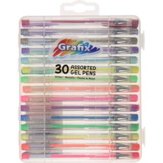 👉 Gelpen multi kunststof volwassenen 30x stuks glitter en neon gekleurde gelpennen in meeneem case