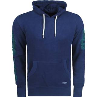 👉 Hoodie leer l male blauw mannen Superdry heren track & field met borduur navy 8720086183214