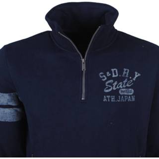 👉 Trui male m blauw mannen leer Superdry heren met rits track & field classic navy 8720086184464