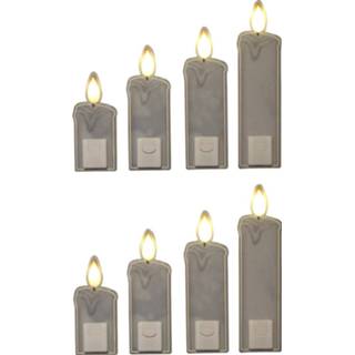 👉 Kaars wit kunststof Set van 8x stuks kaarsen raamstickers met licht 27 cm raamversiering/raamdecoratie