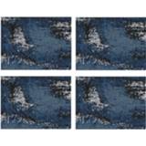 👉 Placemat blauw wit multi vinyl 12x stuks luxe stijlvolle placemats van 40 x 30 cm blauw/wit