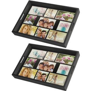 👉 Foto dienblad zwart houten hout 2x stuks 45 x 35 cm met 9 in diverse maten