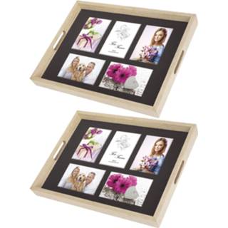 👉 Foto dienblad beige houten hout 2x stuks 45 x 35 cm geschikt voor 5 van 10 15