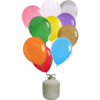 👉 Heliumballon multi kunststof 30x Gekleurde helium ballonnen 27 cm + tank/cilinder