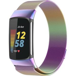 👉 Milanese band Strap-it Fitbit Charge 5 (regenboog) 8720626926486
