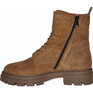 👉 Veterboots vrouwen damesschoenen cognac rubber Mjus Artikelnummer M79214 suède veterboot met grove zool één kleur