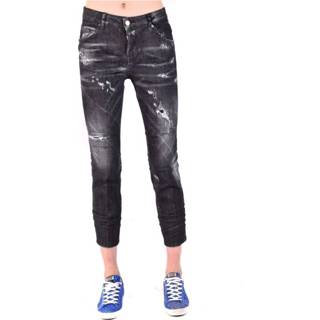👉 Spijkerbroek vrouwen zwart Distressed Cropped Jeans