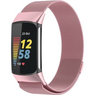 👉 Milanese band roze Strap-it Fitbit Charge 5 (rosé pink) 8720626926479
