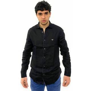 👉 L male zwart mannen Camicia Regular FIT a manica lunga da uomo righe