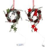 👉 Multicolor unisex decoratief kerstaccessoire Set van2 ledkerstkransen HELU 4055707144164