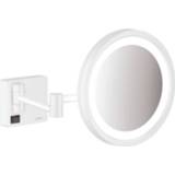 👉 Spiegel wit Hansgrohe AddStoris make-up met LED-verlichting en schakelaar 3x vergrotend 21,7 cm, mat 4059625321928