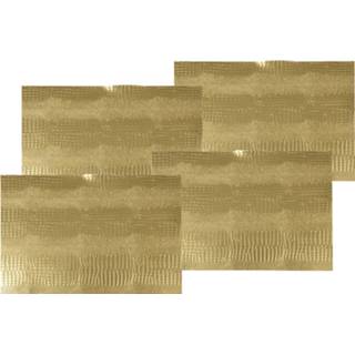 👉 Placemat goud kunststof polyester 4x stuks rechthoekige placemats glitter 30 x 45 cm van