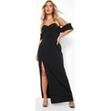 👉 Plus Off Shoulder Maxi Jurk Met Split, Black