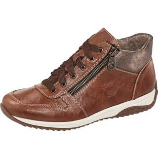 Hoge veterschoenen synthetisch effen vrouwen bijzonder flexibel cognac veterschoen Rieker 4060596388087