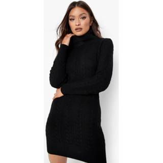 👉 Gerecyclede Grof Gebreide Trui Jurk, Black