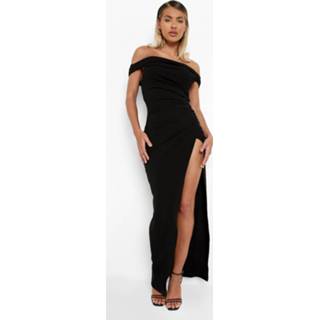 👉 Geplooide Asymmetrische Maxi Jurk Met Uitgesneden Hals, Black