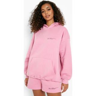 👉 Dsgn Text Print Hooded Short Tracksuit, Pink
