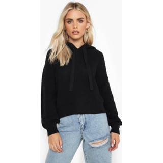 👉 Petite Gerecyclede Gebreide Hoodie, Black