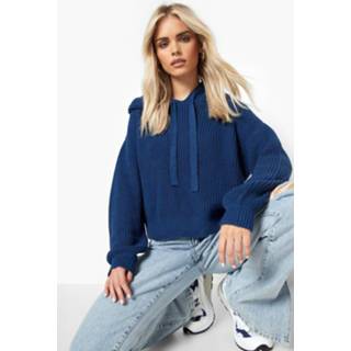 Petite Gerecyclede Gebreide Hoodie, Navy