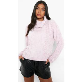 👉 Tall Gerecyclede Grof Gebreide Chenille Coltrui, Lavender
