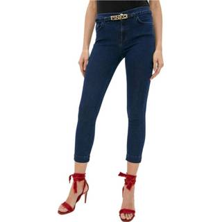 👉 W28 W29 W27 W30 vrouwen blauw Vaquero de corte skinny con cinturón logo