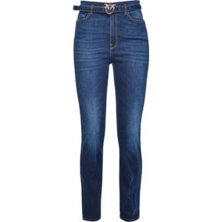 👉 W29 W30 W28 vrouwen blauw Vaqueros de corte skinny con cinturón Love Birds