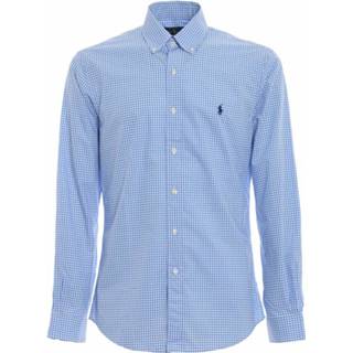 👉 XL male blauw Camicia Slim FIT IN Popeline REK Fant. Controleren