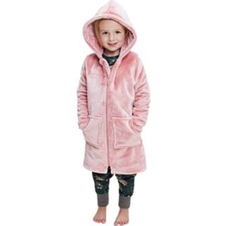 👉 Kinderbadjas roze kinderen Charlie Choe met rits en capuchon - zacht fleece