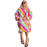 👉 Deken default Badrock Luxe snuggie met hoodie - Rainbow