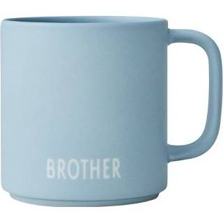 👉 Handvat porselein porseleinen blauw meisjes Design Letters Sibling Cup, mok met handvat, BROTHER, lichtblauw, 175 ml 5710498185923