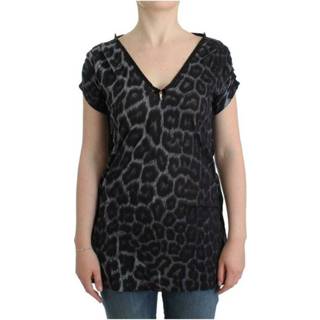 👉 Vrouwen grijs Leopard v-neck top