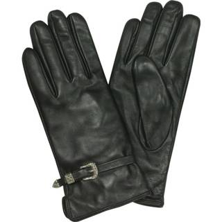 👉 Glove leather m vrouwen zwart Women's Gloves Buckles 8052790937655