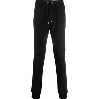 👉 Sweatpant zwart wit XL male Black cotton sweatpants with flocked white Balmain Paris logo
