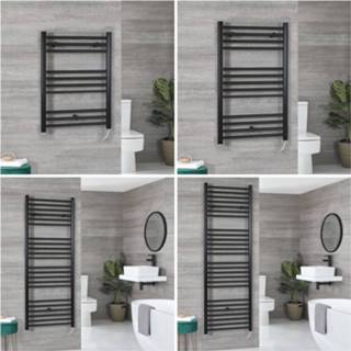 👉 Handdoek radiator zwart Handdoekradiator Elektrisch Vlak | Keuze Afmeting en Verwarmingselement Kabelafdekking Optie Nox 5051752938313
