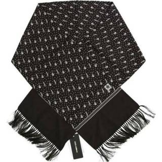 👉 Onesize male zwart Silk Instrument Fringes Scarf