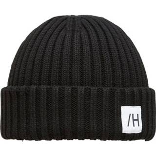 👉 Beanie onesize male zwart Organic Cotton Rib