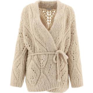 👉 M vrouwen beige Tied-waist wool cardigan