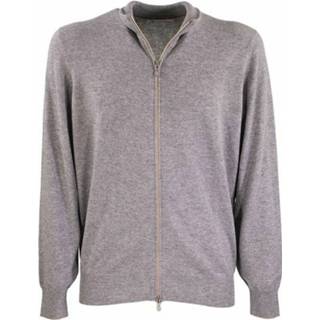 👉 Male grijs Zip-front mock turtleneck cardigan