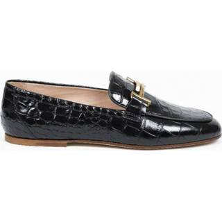 👉 Moccasins croco vrouwen zwart Double T Mocassins plats en cuir avec mors et imprimé 1638028941266