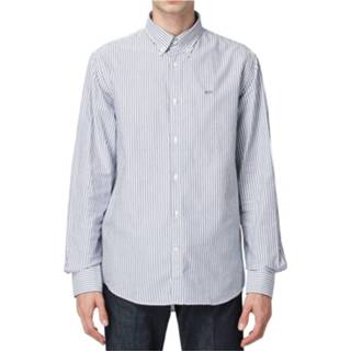 👉 Male blauw Camicia a Righe con Ricamo