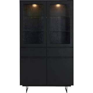 👉 Vitrinekast zwart 24Designs Tokyo - B110 X D45 H190 Cm Eikenfineer 8720663141330