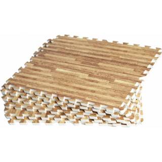 👉 Beschermingsmat houtkleur lichte houtlook Outlet Deal Sportschool Vloer Beschermingsmatten (8 stuks, totaal 2,88 m2)